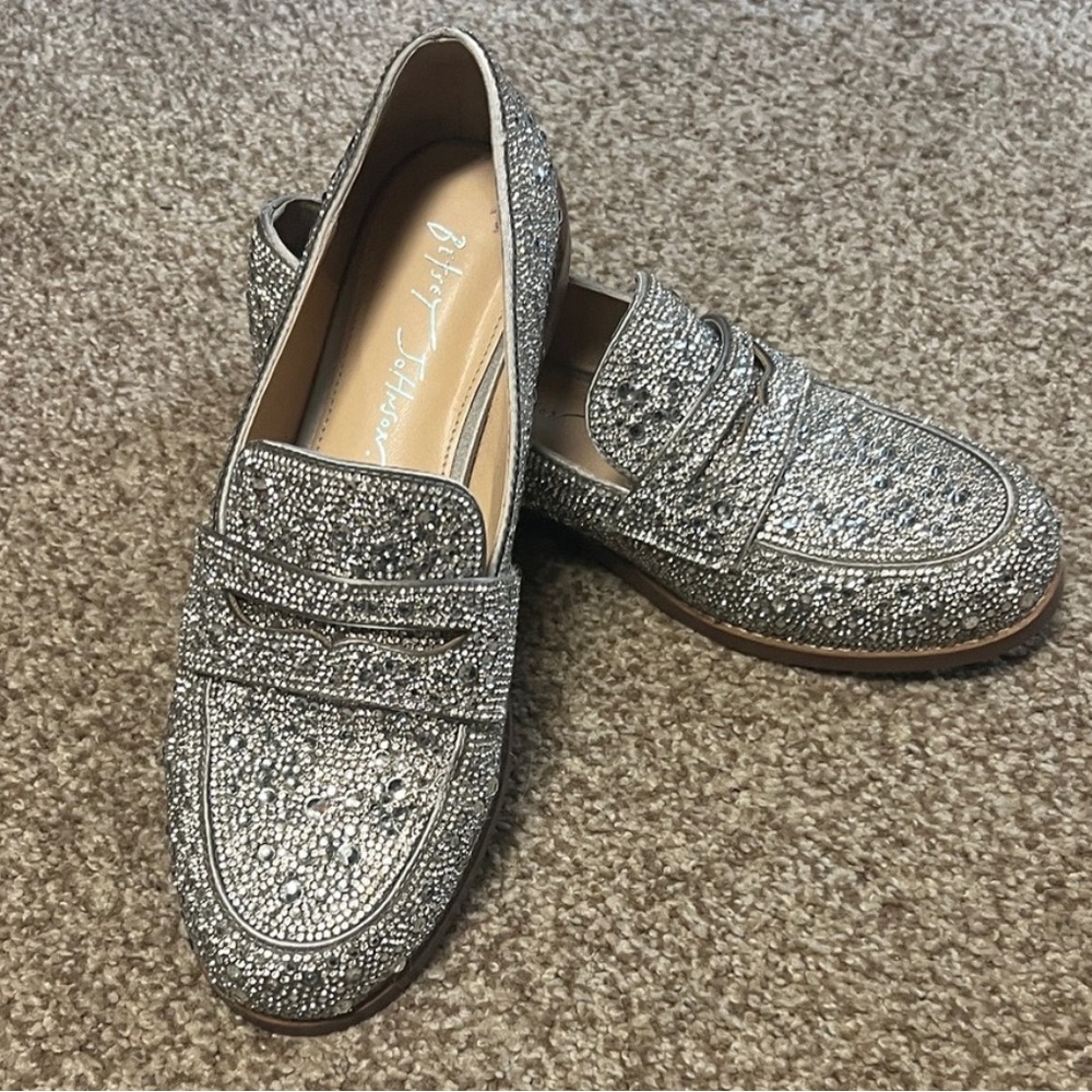Betsey Johnson Glittering Silver Loafers